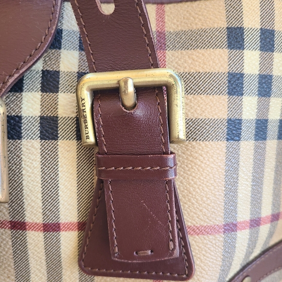 BURBERRY Haymarket Check Buckle Satchel Chocolate - Picture 15 of 16